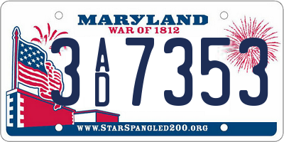 MD license plate 3AD7353