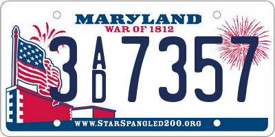 MD license plate 3AD7357