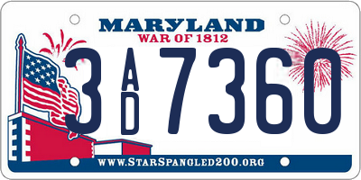 MD license plate 3AD7360