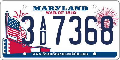 MD license plate 3AD7368