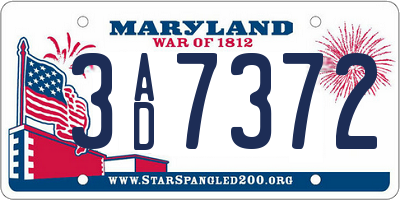 MD license plate 3AD7372
