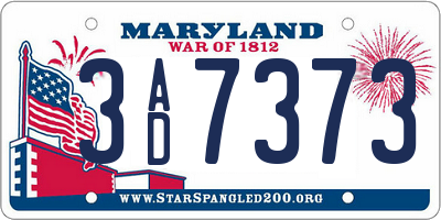 MD license plate 3AD7373