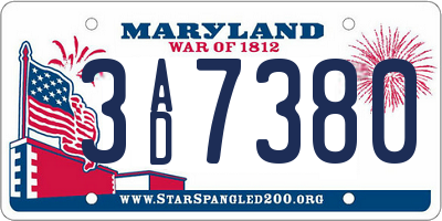 MD license plate 3AD7380