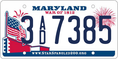 MD license plate 3AD7385