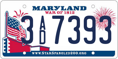 MD license plate 3AD7393