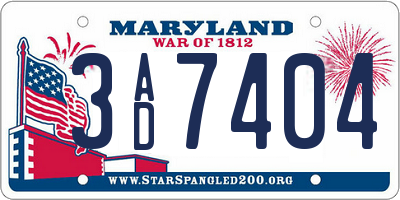 MD license plate 3AD7404
