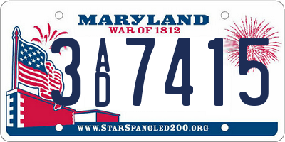 MD license plate 3AD7415