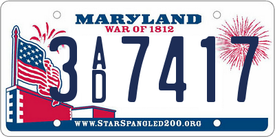 MD license plate 3AD7417