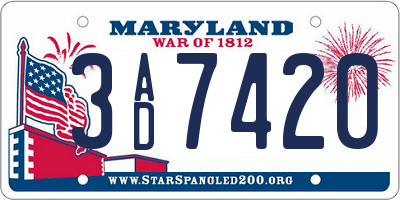 MD license plate 3AD7420