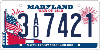 MD license plate 3AD7421