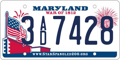 MD license plate 3AD7428