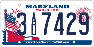 MD license plate 3AD7429