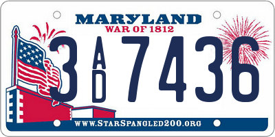 MD license plate 3AD7436