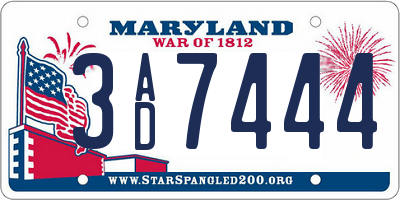 MD license plate 3AD7444