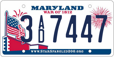 MD license plate 3AD7447