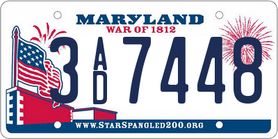 MD license plate 3AD7448