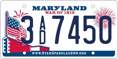 MD license plate 3AD7450
