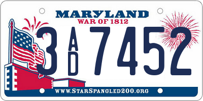 MD license plate 3AD7452