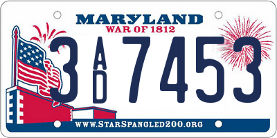 MD license plate 3AD7453