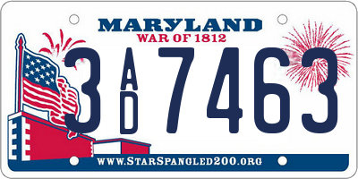 MD license plate 3AD7463