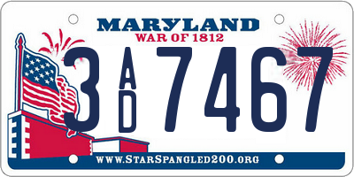 MD license plate 3AD7467