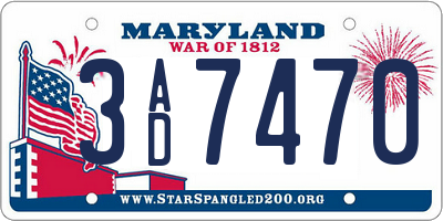 MD license plate 3AD7470