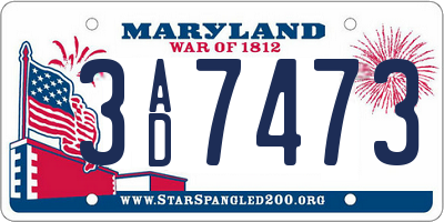 MD license plate 3AD7473