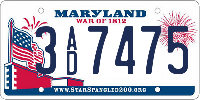 MD license plate 3AD7475
