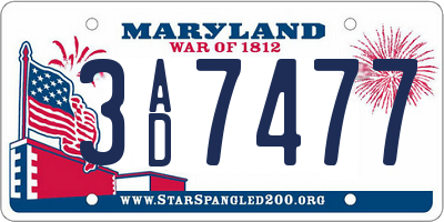 MD license plate 3AD7477