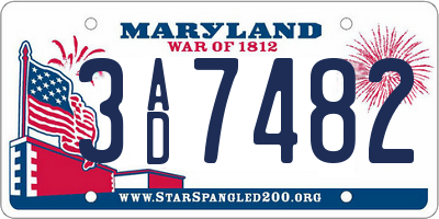 MD license plate 3AD7482