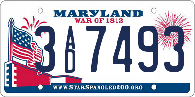 MD license plate 3AD7493