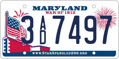 MD license plate 3AD7497