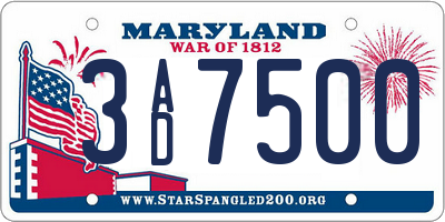 MD license plate 3AD7500