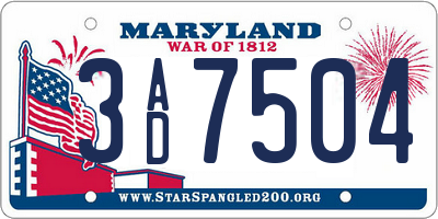 MD license plate 3AD7504
