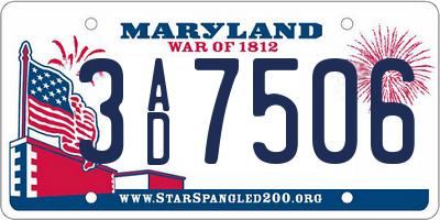 MD license plate 3AD7506