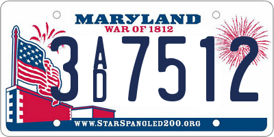 MD license plate 3AD7512