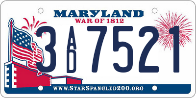 MD license plate 3AD7521