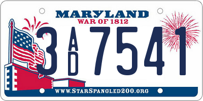 MD license plate 3AD7541