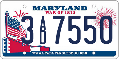 MD license plate 3AD7550