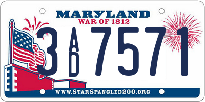 MD license plate 3AD7571