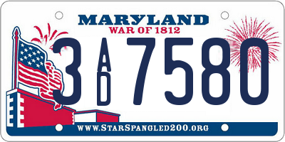 MD license plate 3AD7580