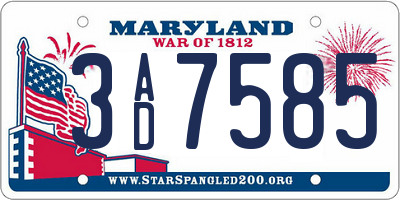 MD license plate 3AD7585