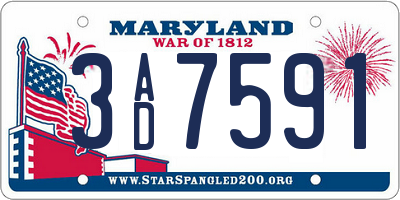 MD license plate 3AD7591