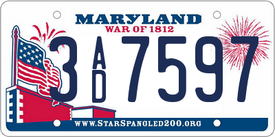 MD license plate 3AD7597