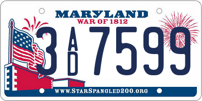 MD license plate 3AD7599