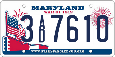 MD license plate 3AD7610