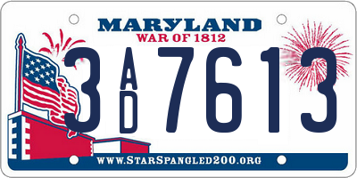 MD license plate 3AD7613