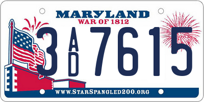 MD license plate 3AD7615
