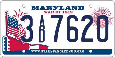 MD license plate 3AD7620