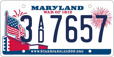 MD license plate 3AD7657